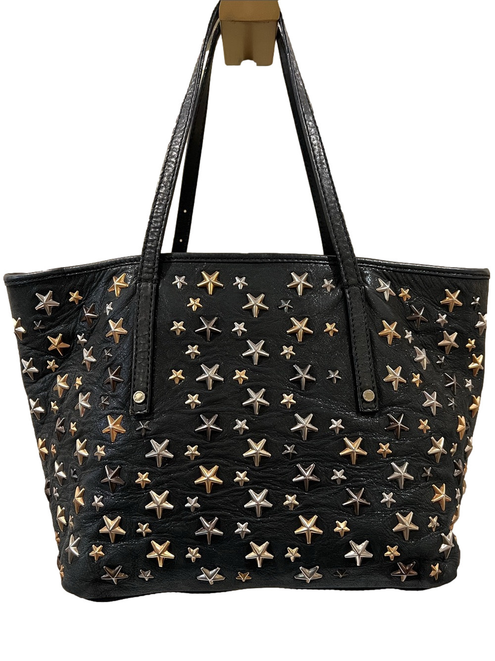 Jimmy Choo Navy Coated Star-Studded Satchel Handbag - Picture 3 of 16